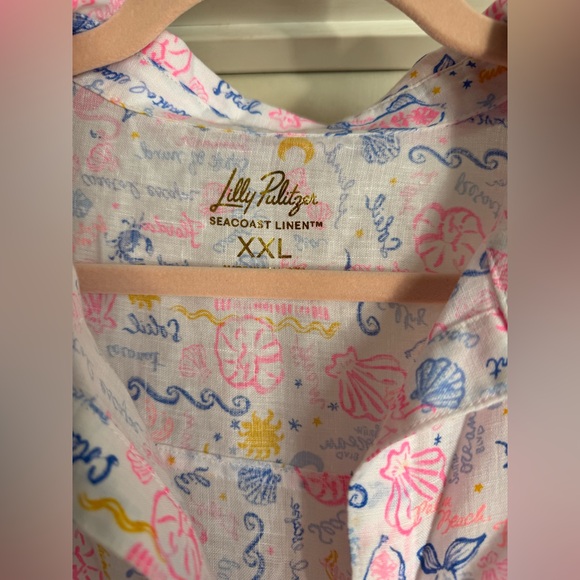 NWOT Lilly Pulitzer Seacoast Linen Summer Serenade Button Down - Picture 5 of 11